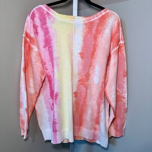 TRU LUXE JEANS Tie Dye Cotton Boat Neck Sweater Top L‎